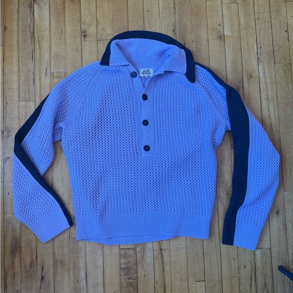 Hermes Purple/Black SS23 Runway Knit Sweater- size XL
